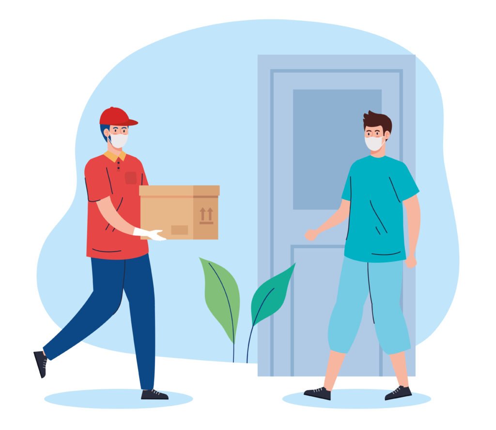 safe contactless delivery courier to home by covid 19